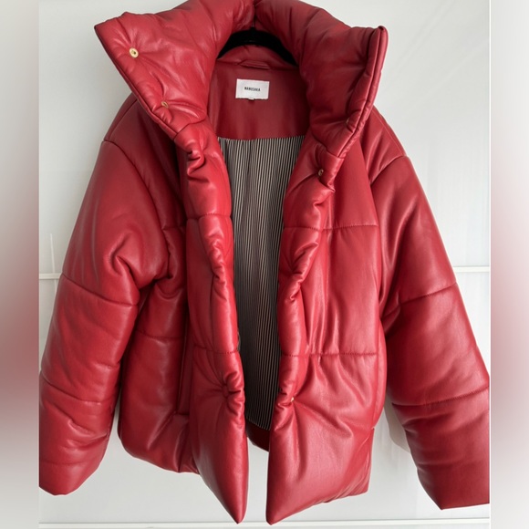 NANUSHKA Hide Quilted Padded Vegan
Leather Jacket Red - Picture 6 of 9